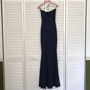 Navy maxi fit and flare dress